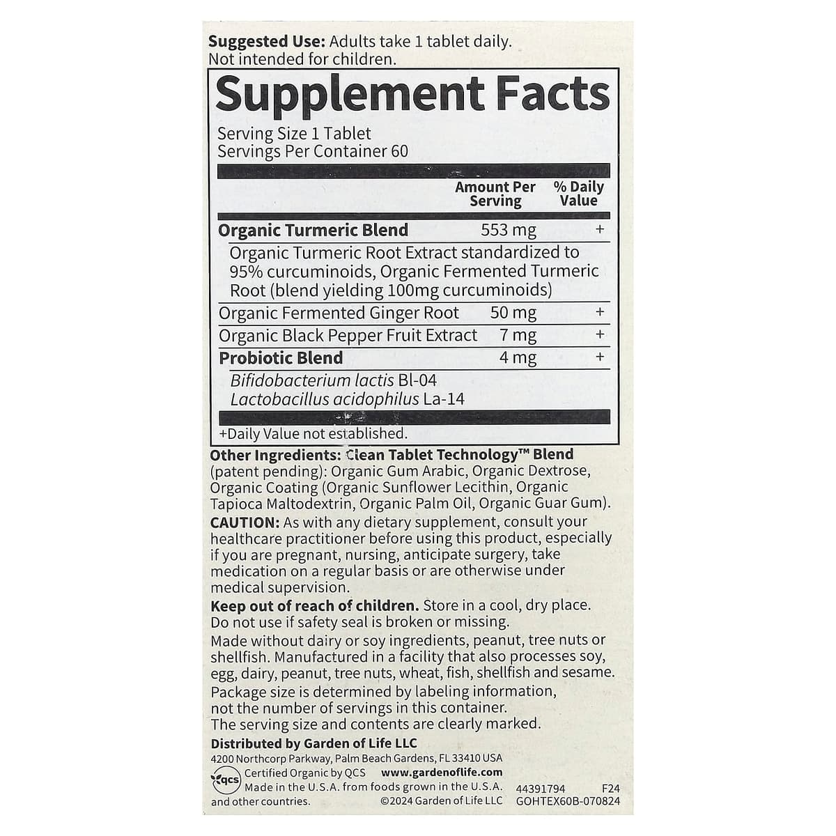 Garden of Life - Mykind Extra Strength Turmeric - 60 Vegan Tablets