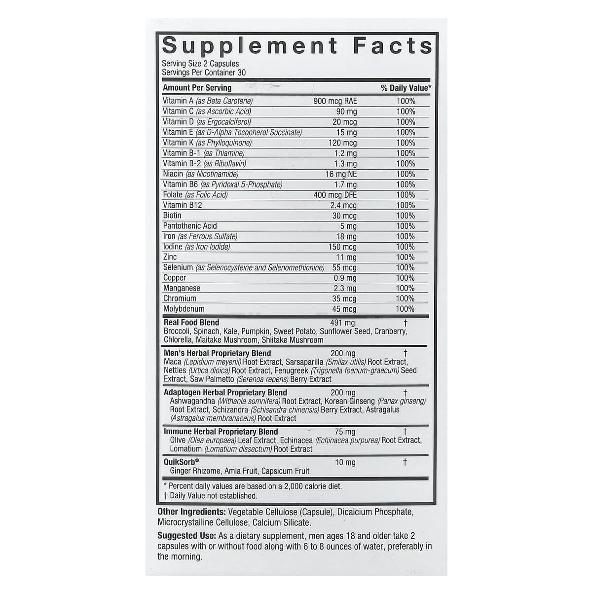 Nature's Answer - Men'S 100 Multivitamin - 60 Vcaps