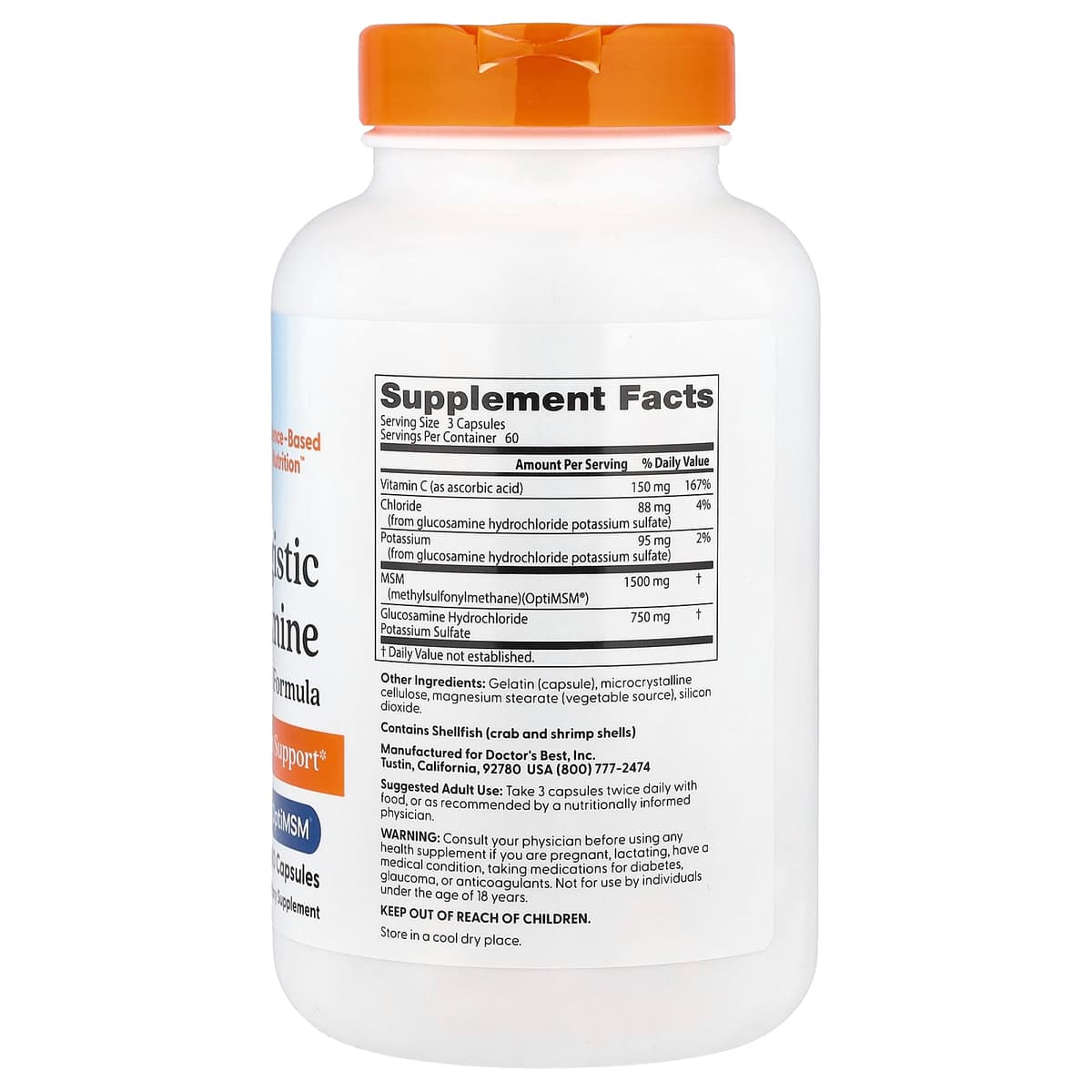 Doctor'S Best - Synergistinen Glukosamiini MSM-formula Optimsm:llä - 180 kapselia