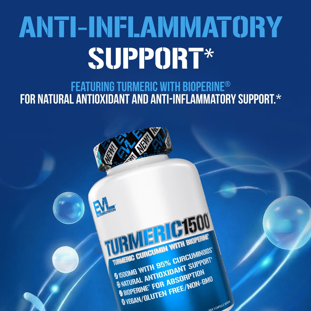 EVLution Nutrition - Turmeric Curcumin - 90 veggie capsules