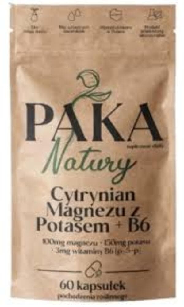 Paka Natury - Magnesium Citrate with Potassium + B6 – Paka Natury förpackning