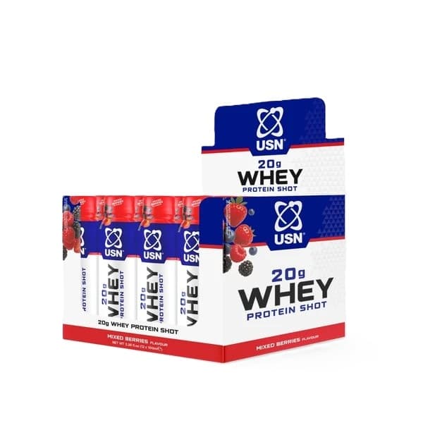 USN - Whey Protein Shot, Mixed Berries - 12 x 100 ml. – Usn förpackning