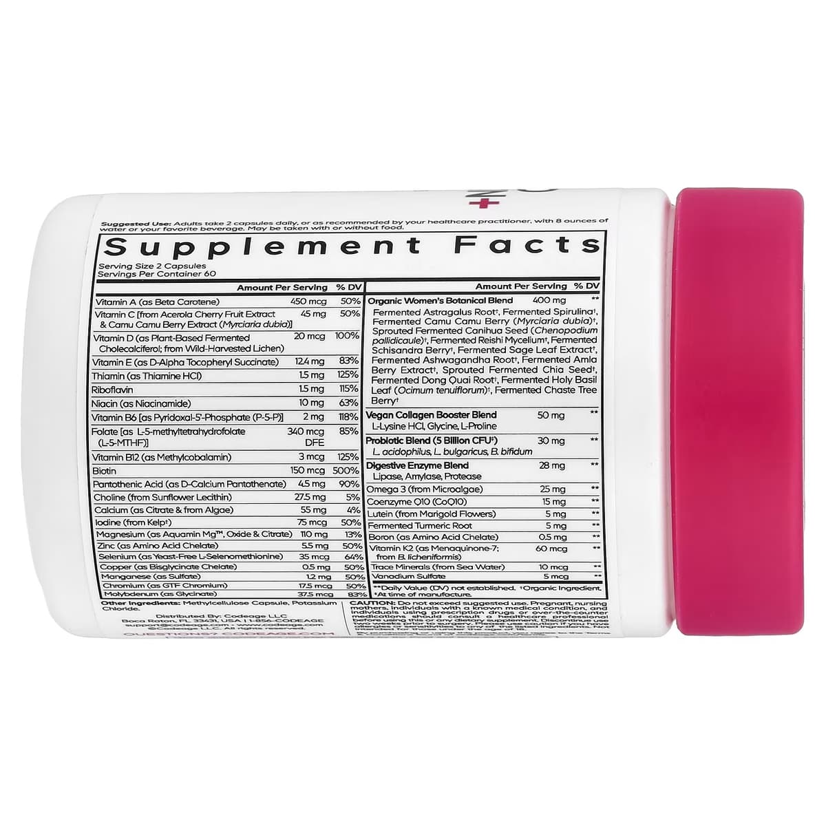 Codeage Kvinders Fermenterede Multivitamin+ - 120 Vcaps - 120 Vegetabilske Kapsler