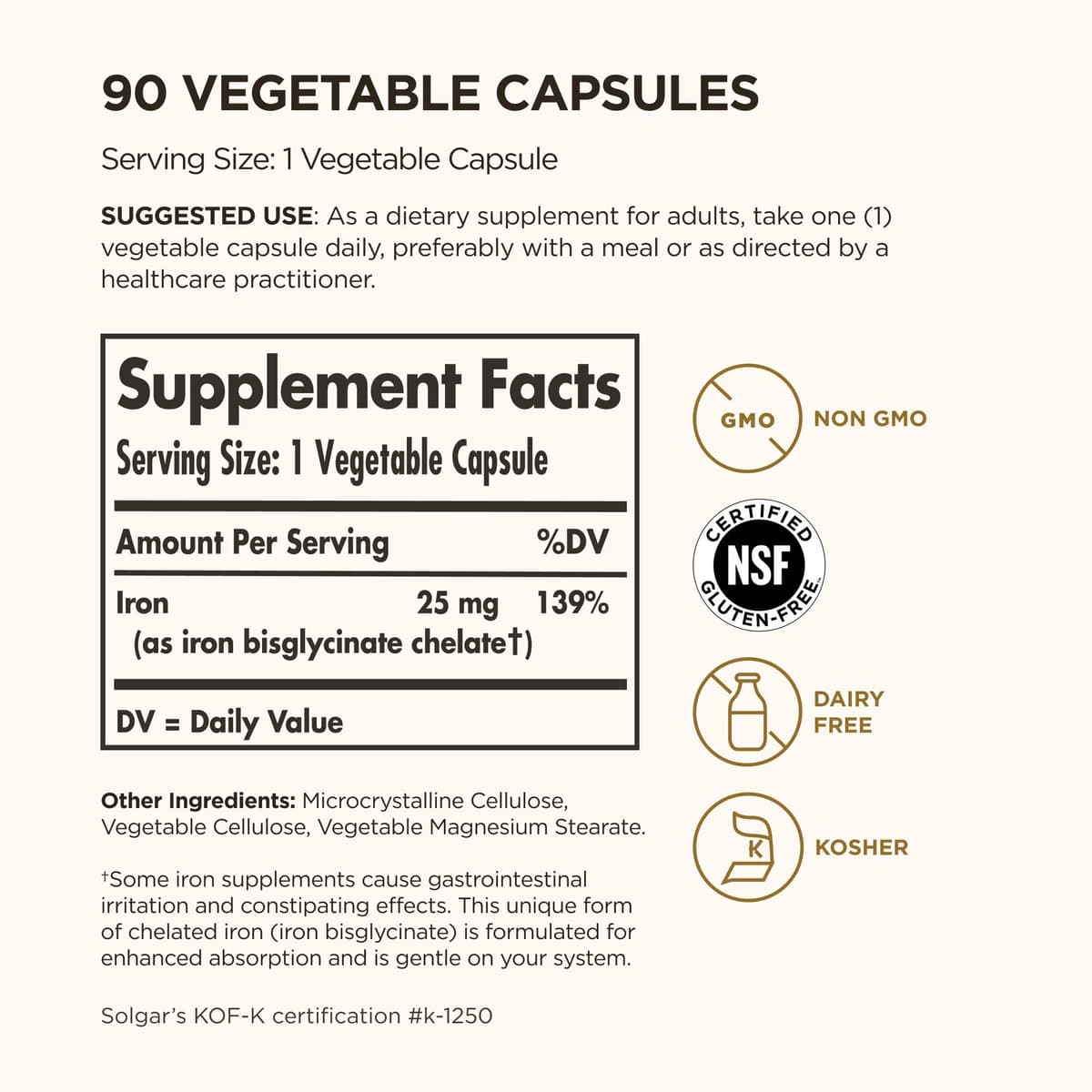 Solgar - Gentle Iron® - 25mg, 90 Caps