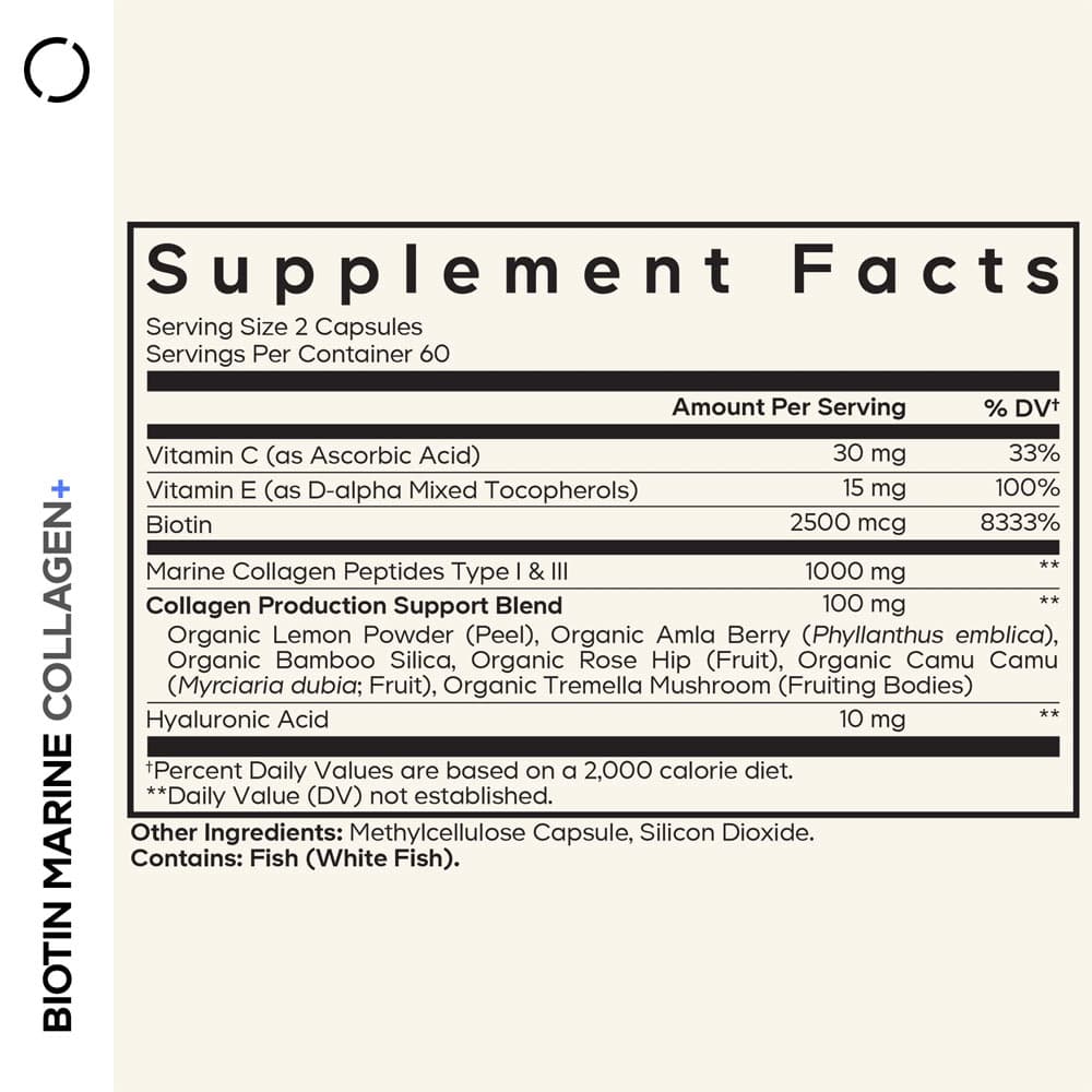 Codeage - Biotin Marine Collagen+ - 120 Vegetable Capsules