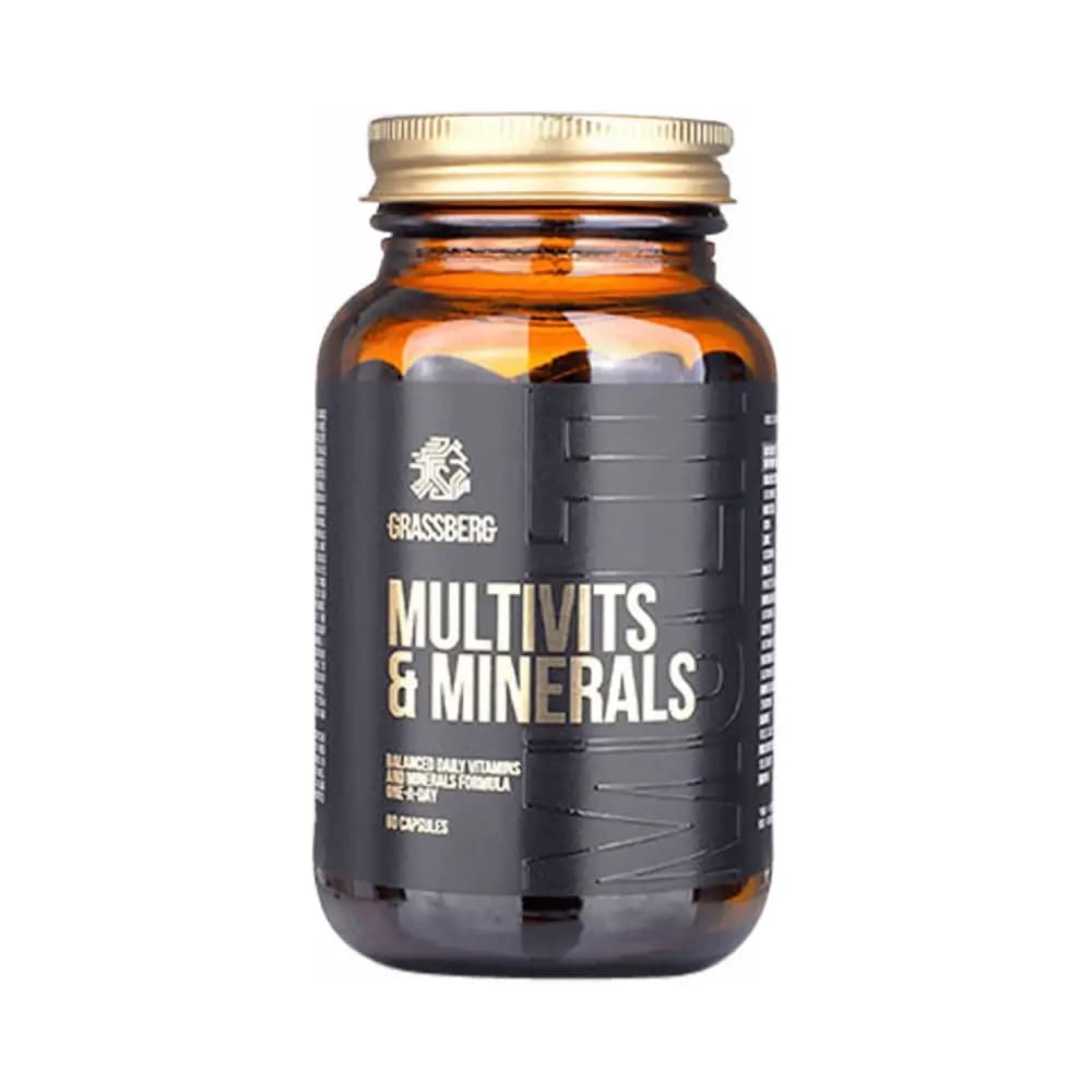Grassberg - Multivits & Minerals - Unflavoured - 90 Capsules – Grassberg förpackning