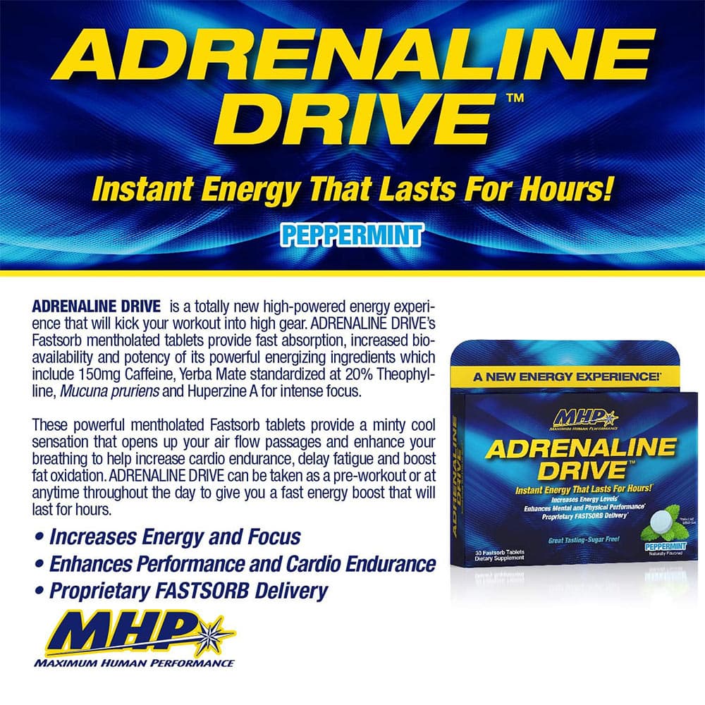 MHP - Adrenaline Drive - Fast Acting Energy Mint - 30 Tabs
