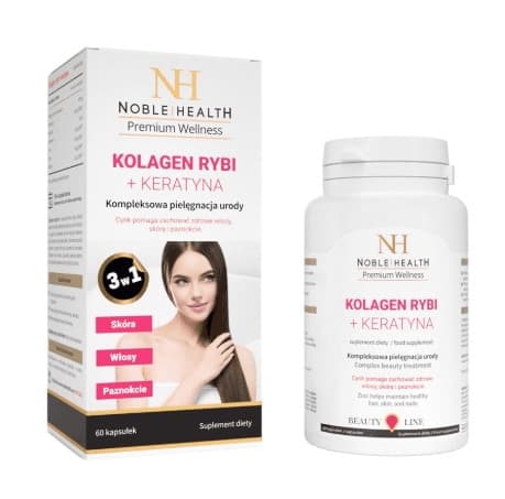 Noble Health - Fish Collagen + Keratin - 60 Caps – Noble Health förpackning