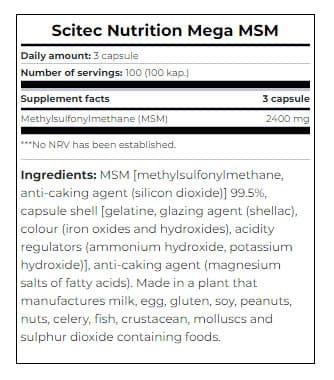 Scitec - Mega MSM - 100 Kaps