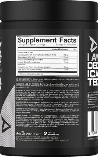Dedicated - Sort peberekstrakt BioPerine, brændenælderodsekstrakt og Ashwagandha-ekstrakt KSM-66 - 120 kapsler