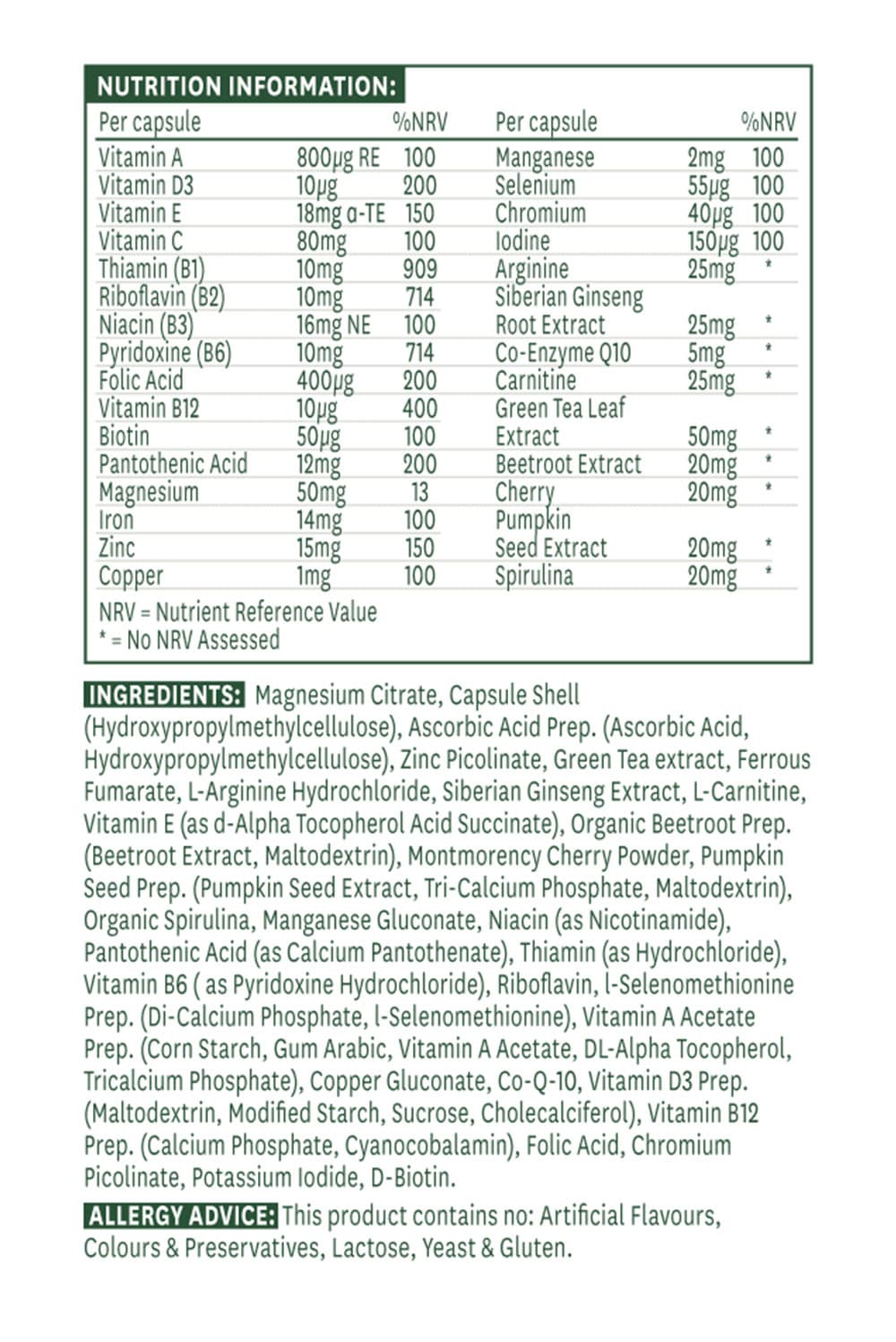 Natures Aid - Mænd Multivitamin - 30 Kapsler