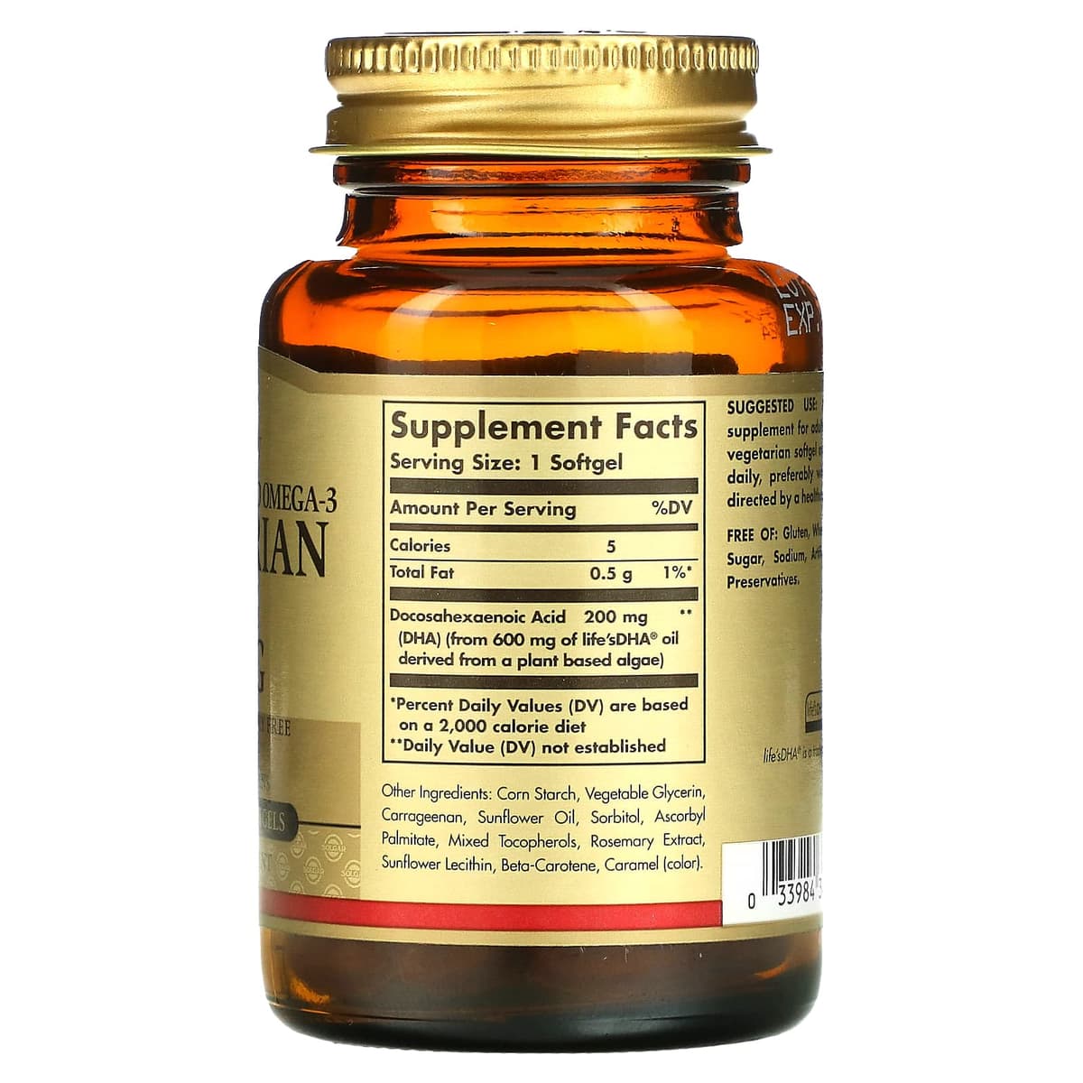 Solgar - Omega-3 Kasvissyöjien DHA - 50 Kapselia