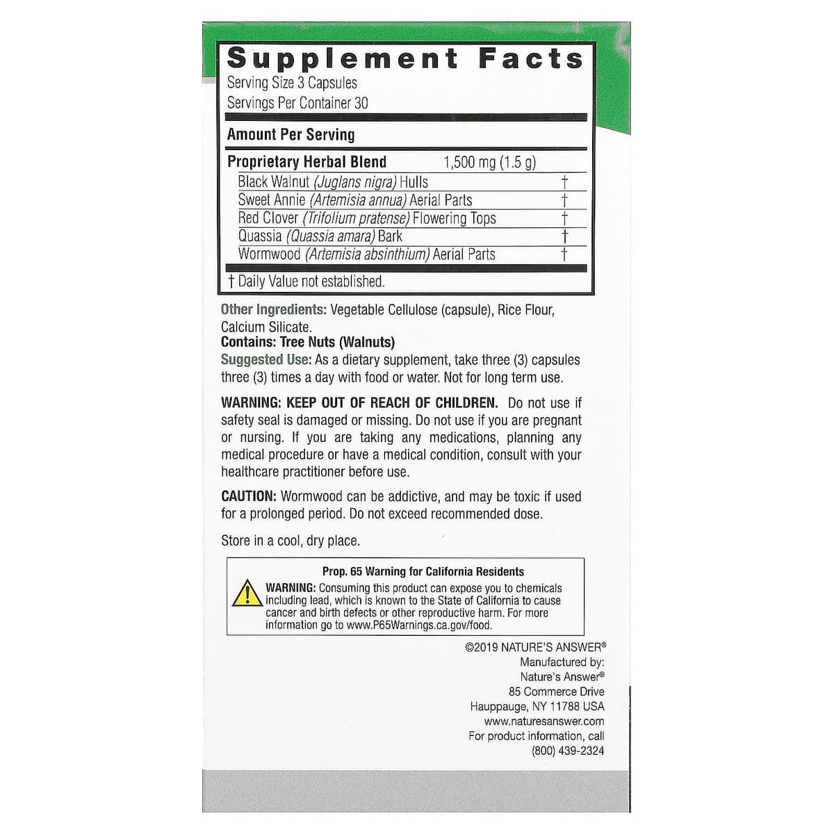 Nature'S Answer - Mustikka- ja Wormwood - 90 Vcaps
