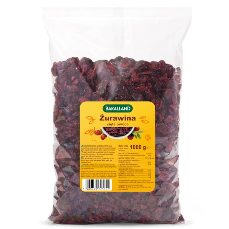 Bakalland - Cranberry Cut Fruit - 1000 g – Bakalland förpackning