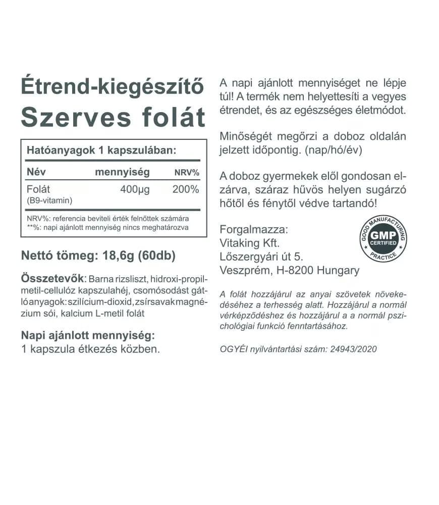 Vitaking - Folaatti B9-vitamiini - 60 Kapselia