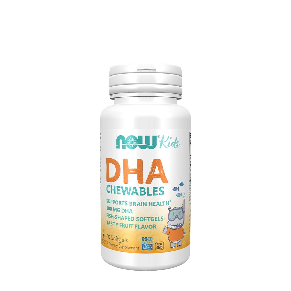 NOW Foods - DHA Kids Fish Oil Gummies 100mg - 60 Softgels – NOW Foods förpackning