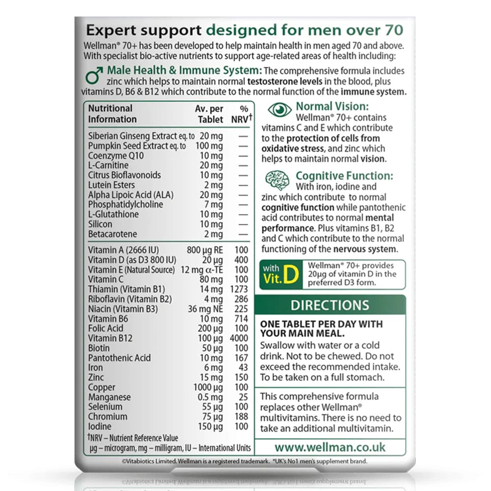 Vitabiotics - Wellman 70+ - 30 Tabs