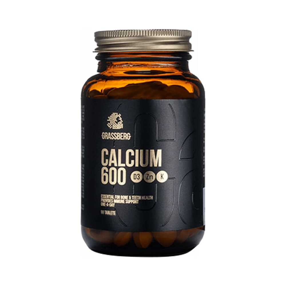 Grassberg - Calcium 600 D3+Zn+K - Unflavoured - 60 tablets – Grassberg förpackning