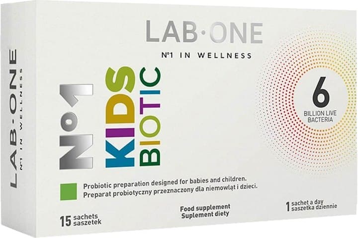 LAB ONE - N°1 KidsBiotic - 15 saszetek – LAB ONE förpackning