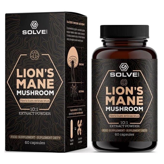 SOLVE! - Lion's Mane Mushroom - 60 Capsules – SOLVE! förpackning