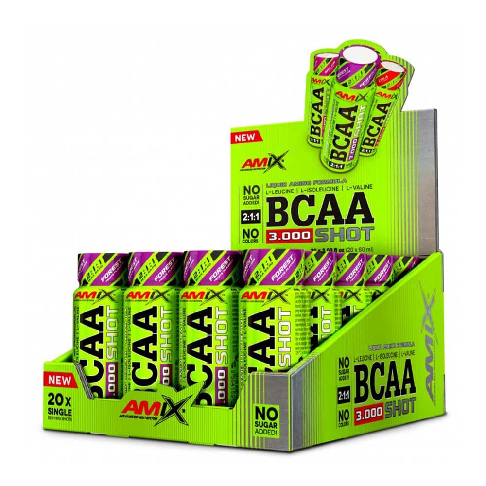 Amix - BCAA 3000 Shot - 20 x 60ml (20 Bottles) – Amix förpackning