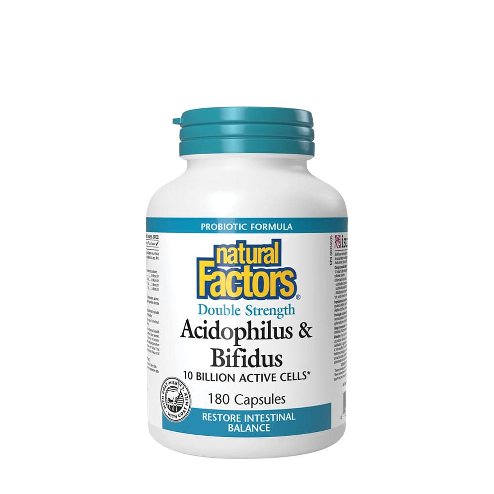 Natural Factors - Acidophilus & Bifidus - 180 Caps – Natural Factors förpackning