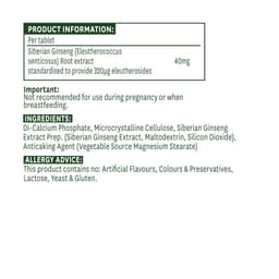 Natures Aid - Siberian Ginseng Standardized - 400mg