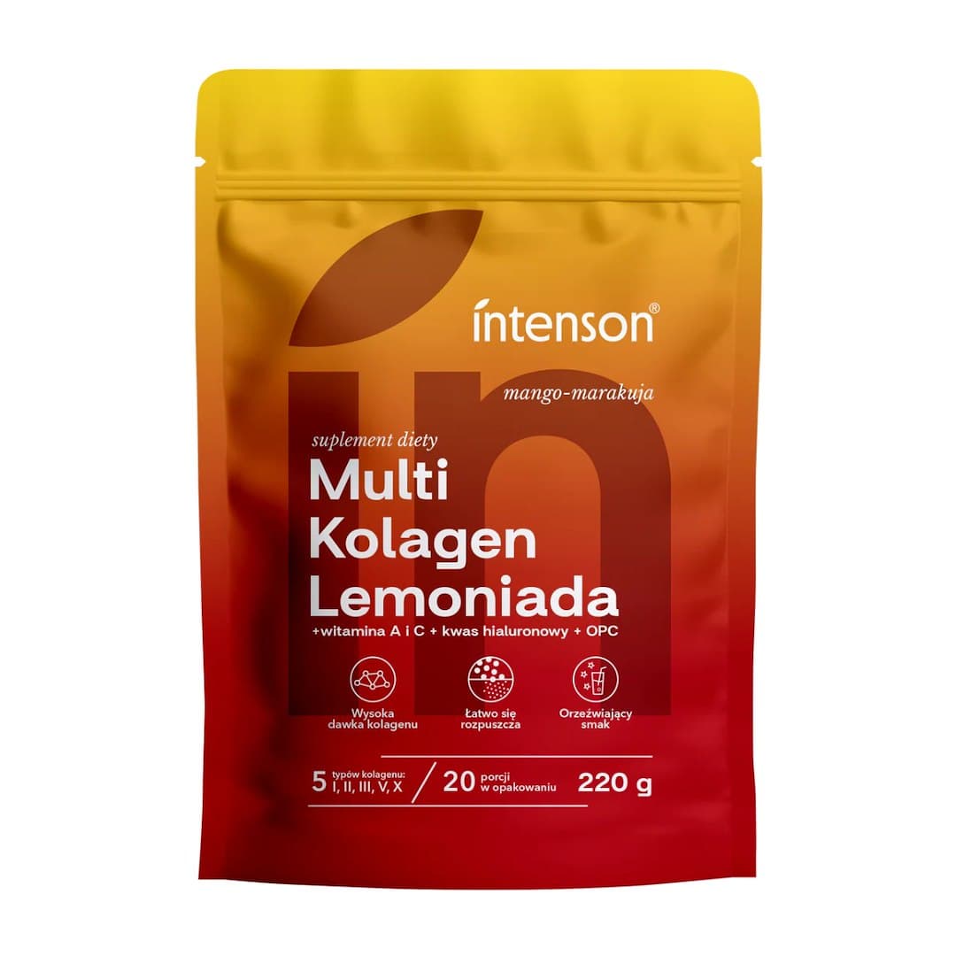 Intenson Multi Kollagen 220 g med smag af mango-maracuja – Intenson packaging