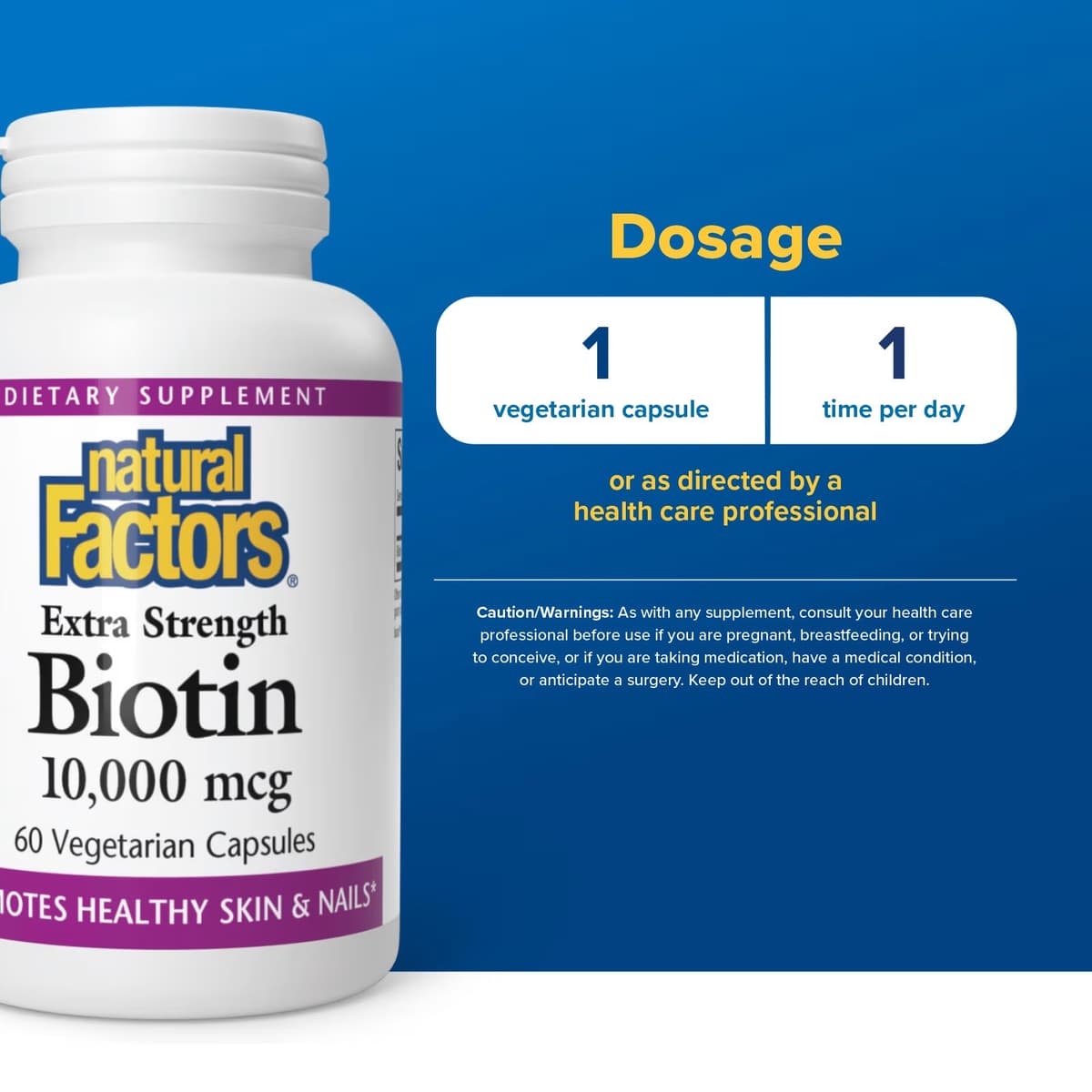 Natural Factors - Biotin Extra Strength - 60 Kapsler
