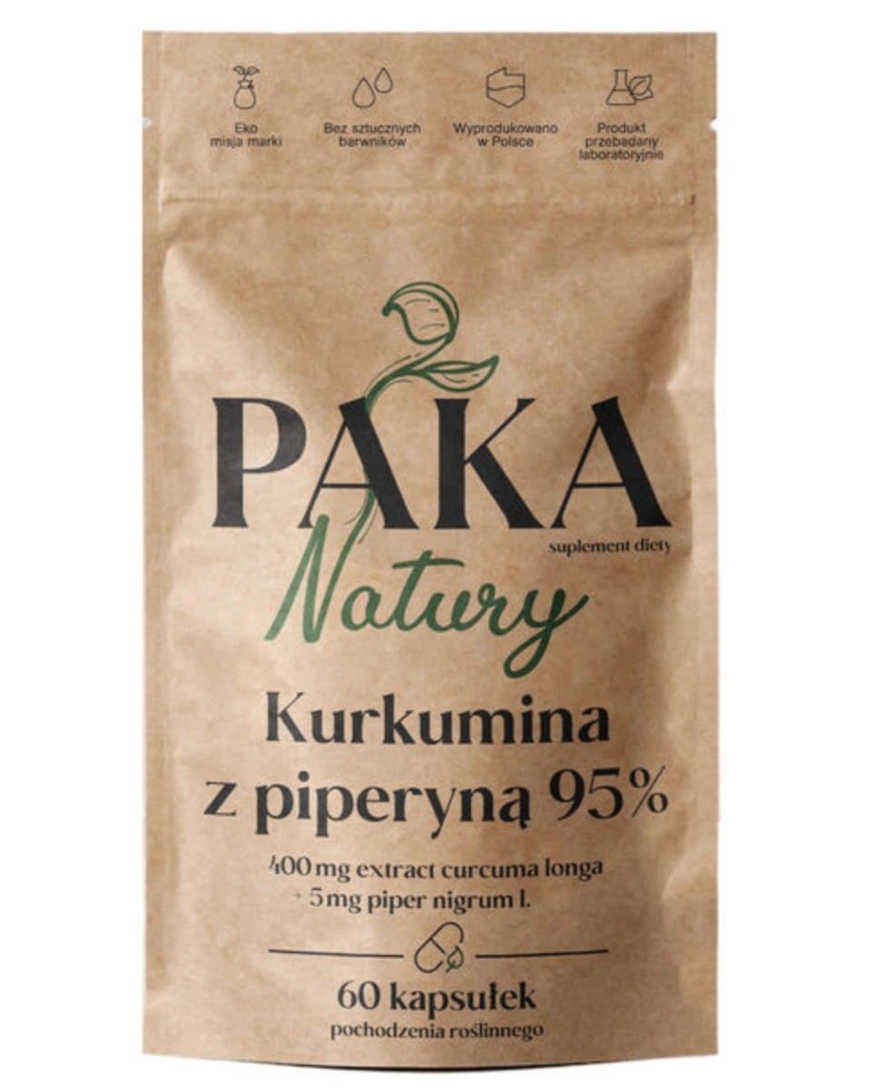 Paka Natury - Gurkemeje med Piperin 95% - 60 kapsler (60 Caps) – Paka Natury packaging