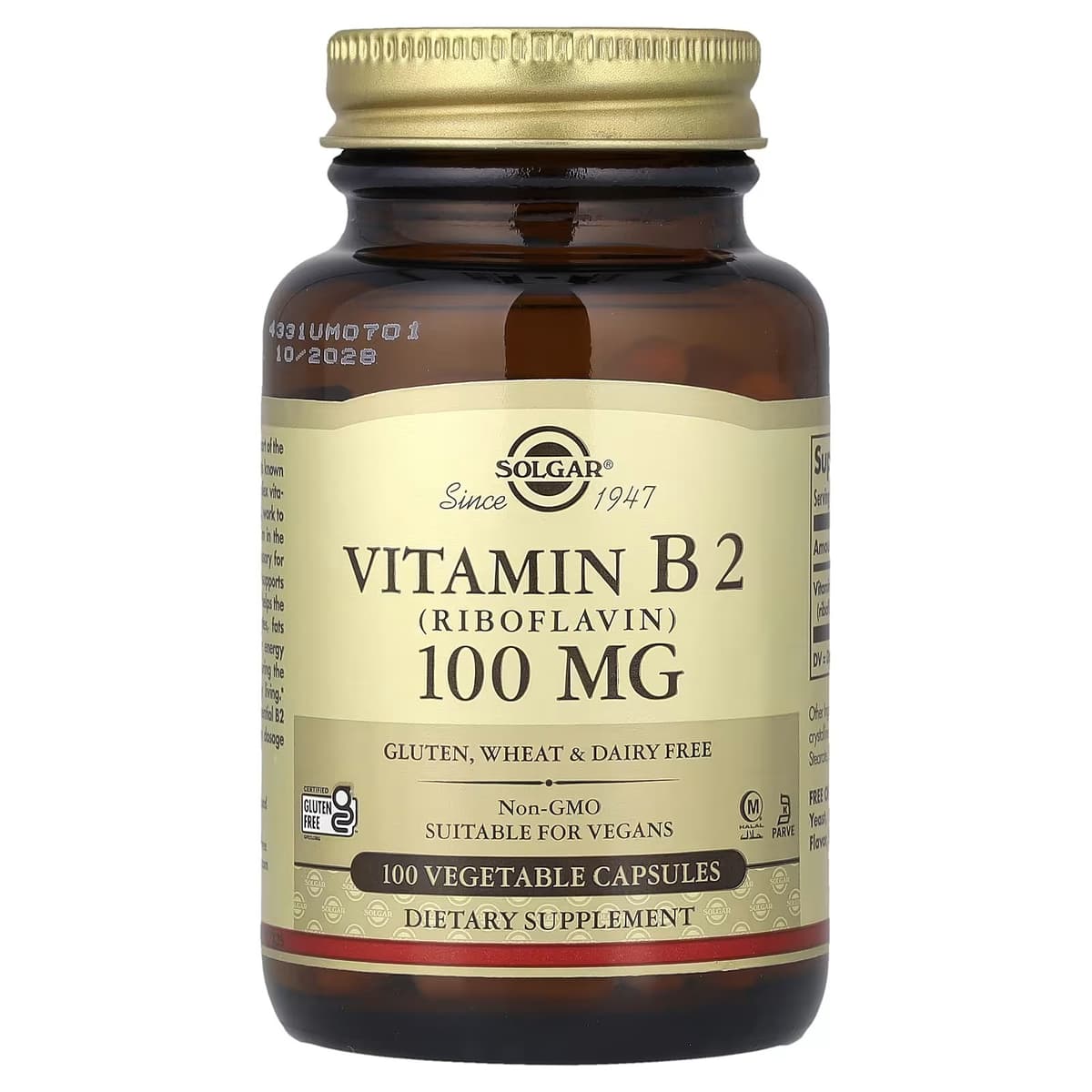 Solgar Vitamin B2 (Ribolfavin) 100mg (100 Caps)