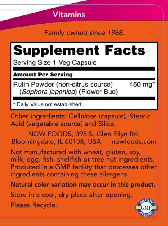 NOW Foods - Rutin - 100 Veg Capsules
