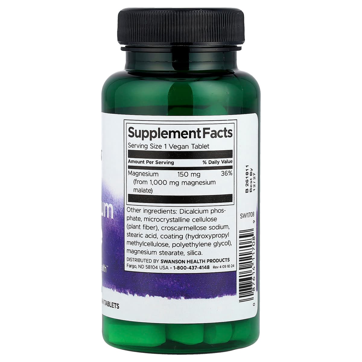 Swanson - Magnesium Malate, 150mg Elemental Magnesium - 60 Tabs
