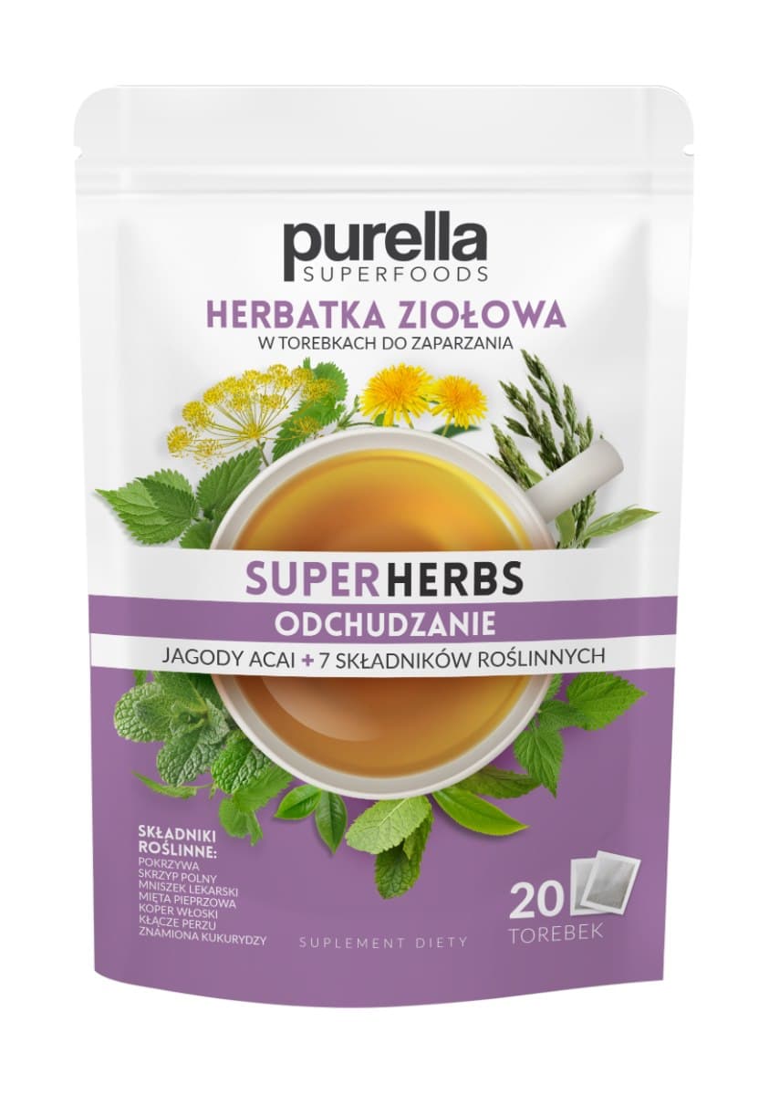 Purella - SuperHerbs Herbal Tea - 20 Bags (20 x 1.75g) – Purella förpackning