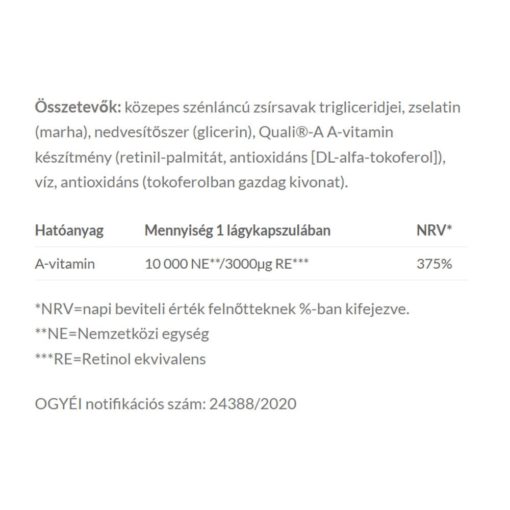 Jutavit - Vitamin A 10000IU - 50 Db (50 Caps)