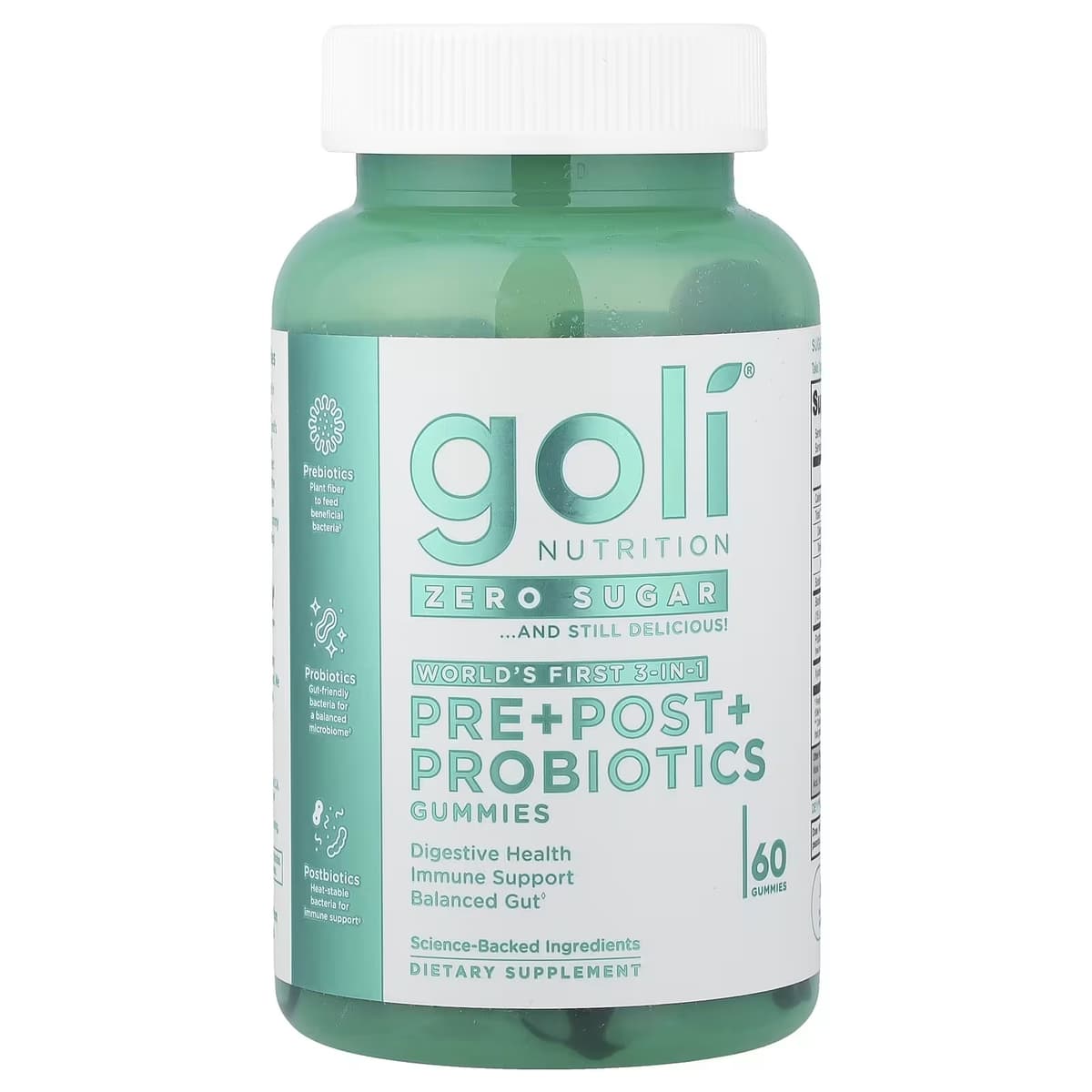 Goli Zero Sugar Pre + Post + Probiotics Gummies - 60 Gummies