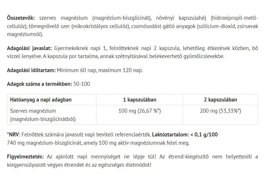 Natur Tanya - Magnesium Bisglycinate - 100 Caps