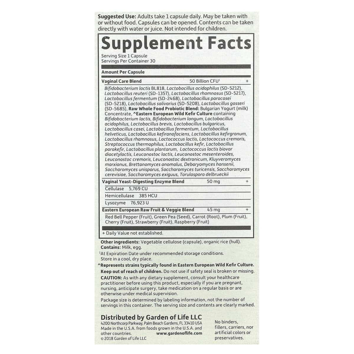 Garden Of Life - Raw Probiotics Vaginal Care - 30 Vcaps