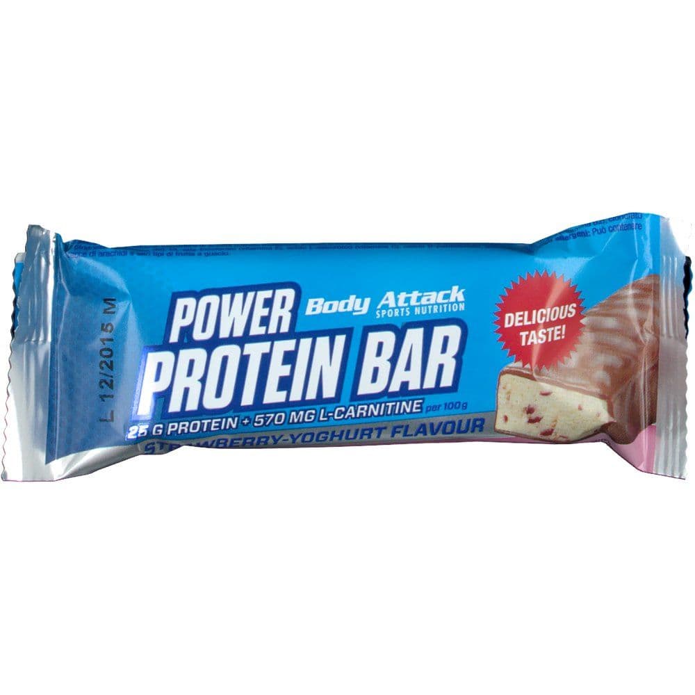 Body Attack - Power proteinbar - Jordgubbsyoghurt, 24 × 35 g – Body Attack förpackning