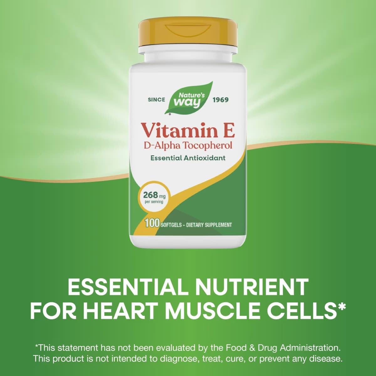 Nature's Way - Vitamin E D-Alpha Tocopherol - 100 Sgels