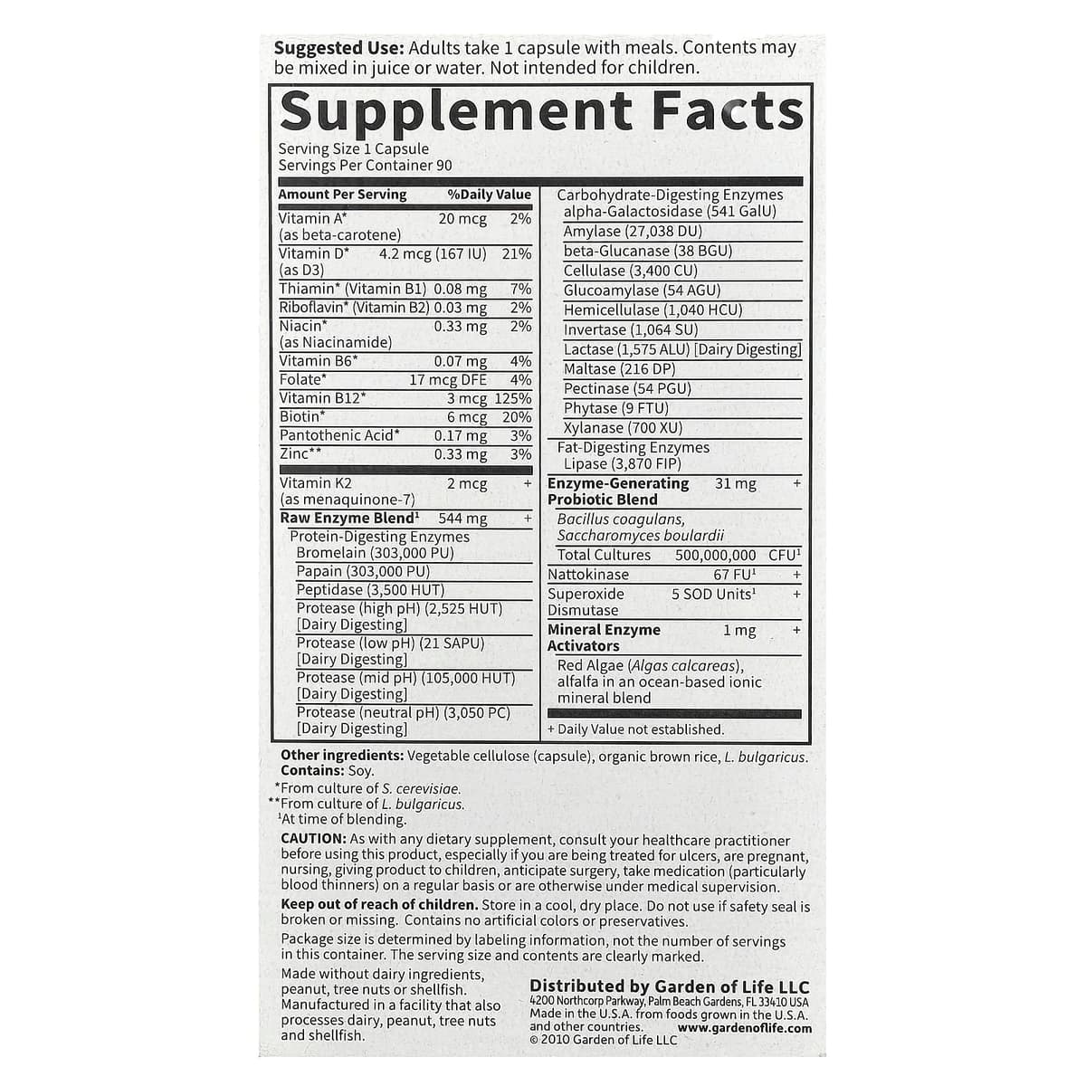 Garden Of Life - Raw Enzymes Women - 90 Vegetarian Capsules