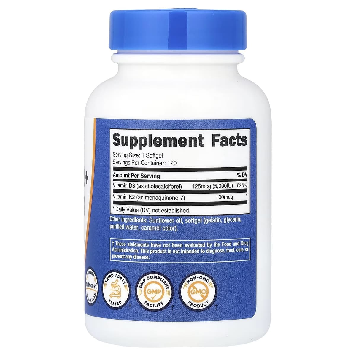 Nutricost - Vitamin K2 + Vitamin D3 - 120 Softgels