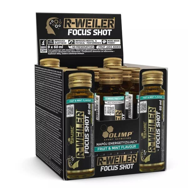 Olimp Labs - Focus Shot, Fruit & Mint - 9 x 60ml – Olimp Labs förpackning