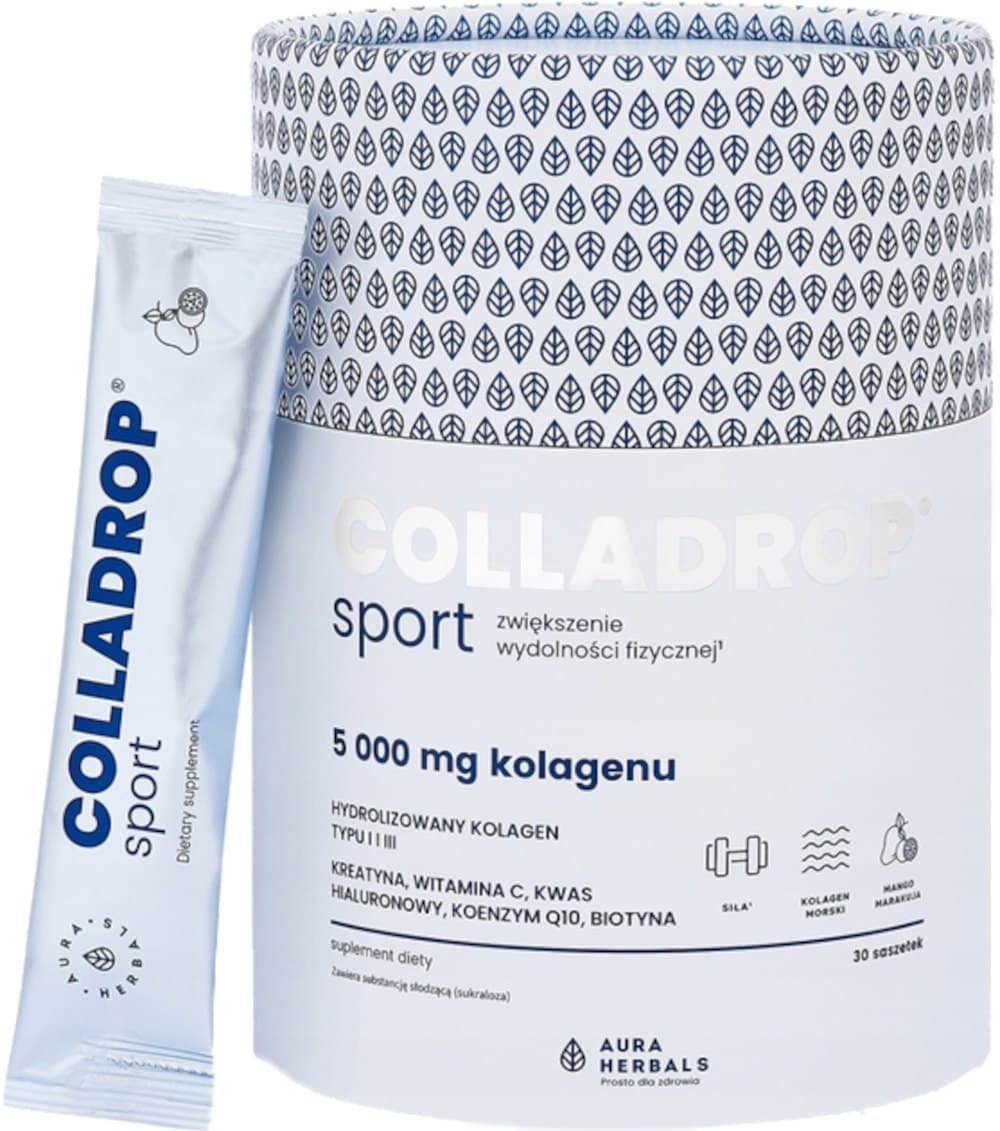 Aura Herbals - Colladrop Sport (Marine Collagen - 30 Sachets) - 20 Sachets – Aura Herbals förpackning
