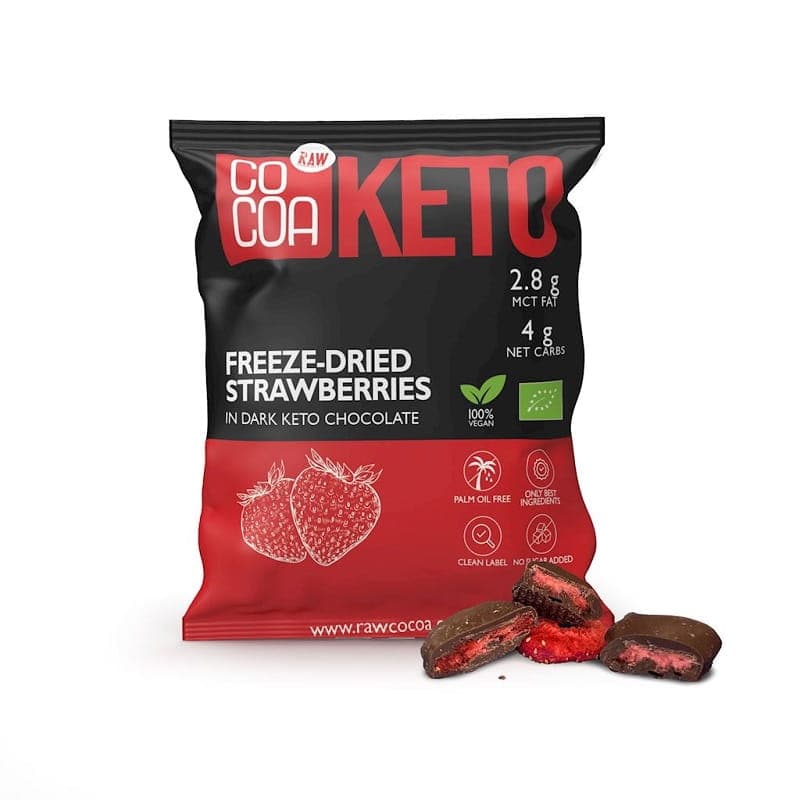 Raw Cocoa - Keto Freeze-Dried Strawberries in Dark Chocolate
