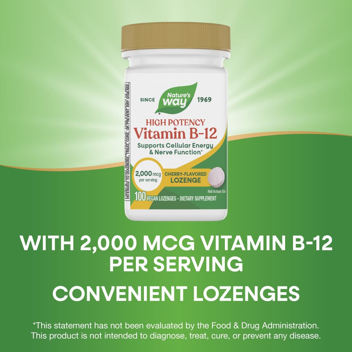 Nature's Way - Vitamin B-12 - 100 Veganske Pastiller - 100 Pastiller