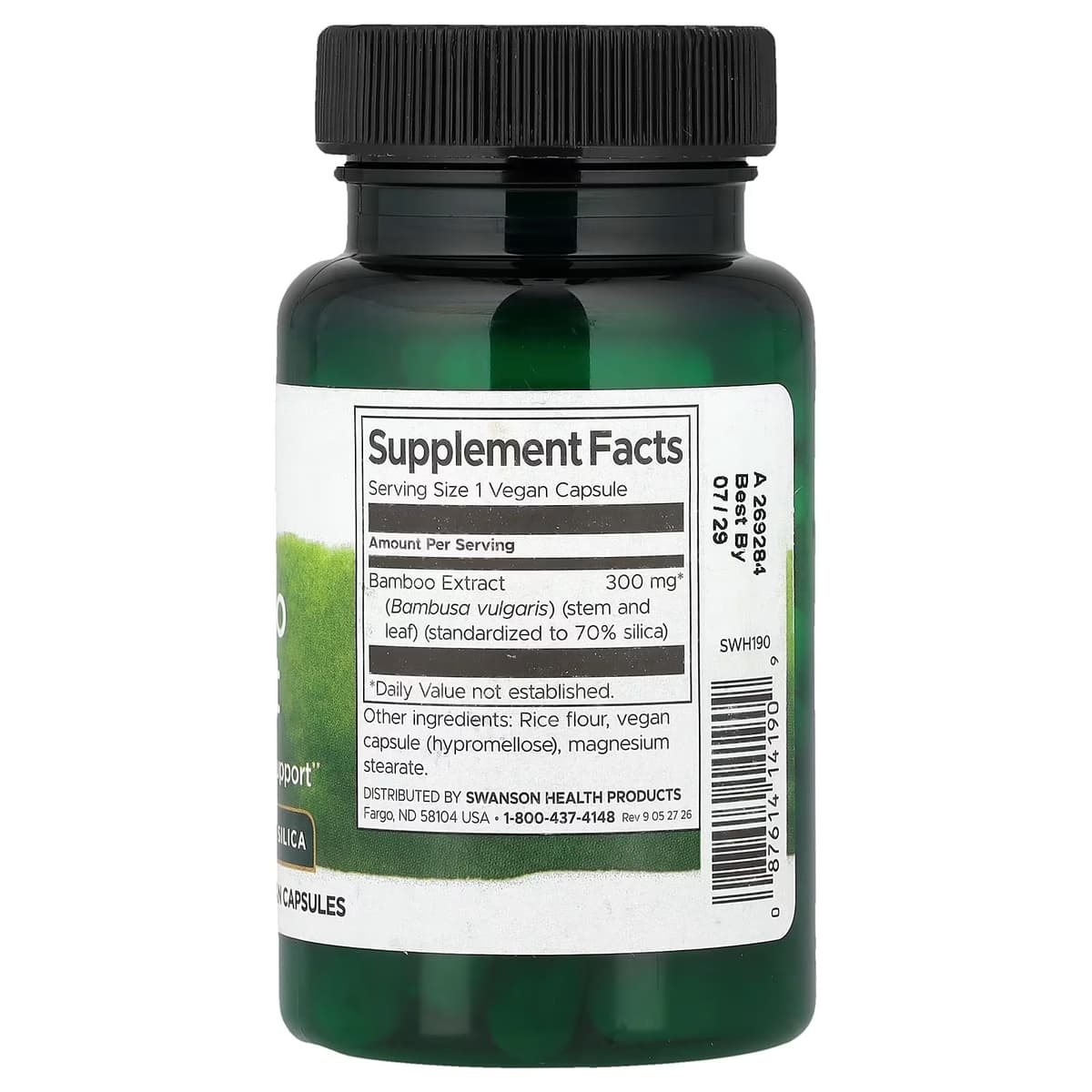 Swanson - Bamboo Extract - 30 Days - 70% Silika - 60 Vcaps