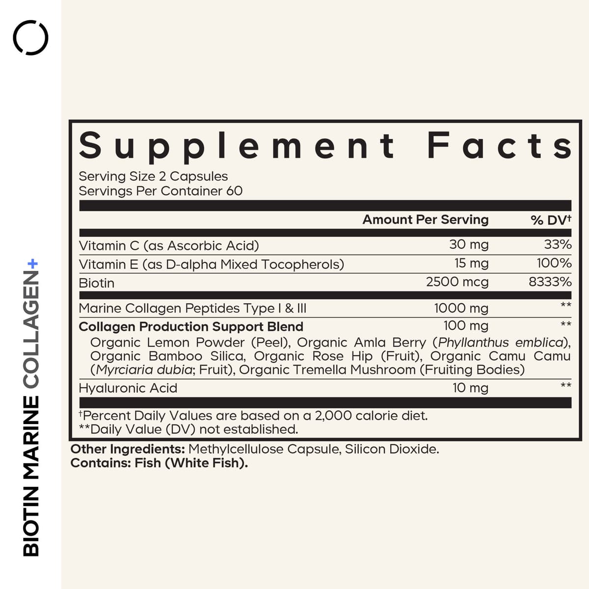 Codeage - Biotin Marine Collagen+ - 120 Vegetable Capsules