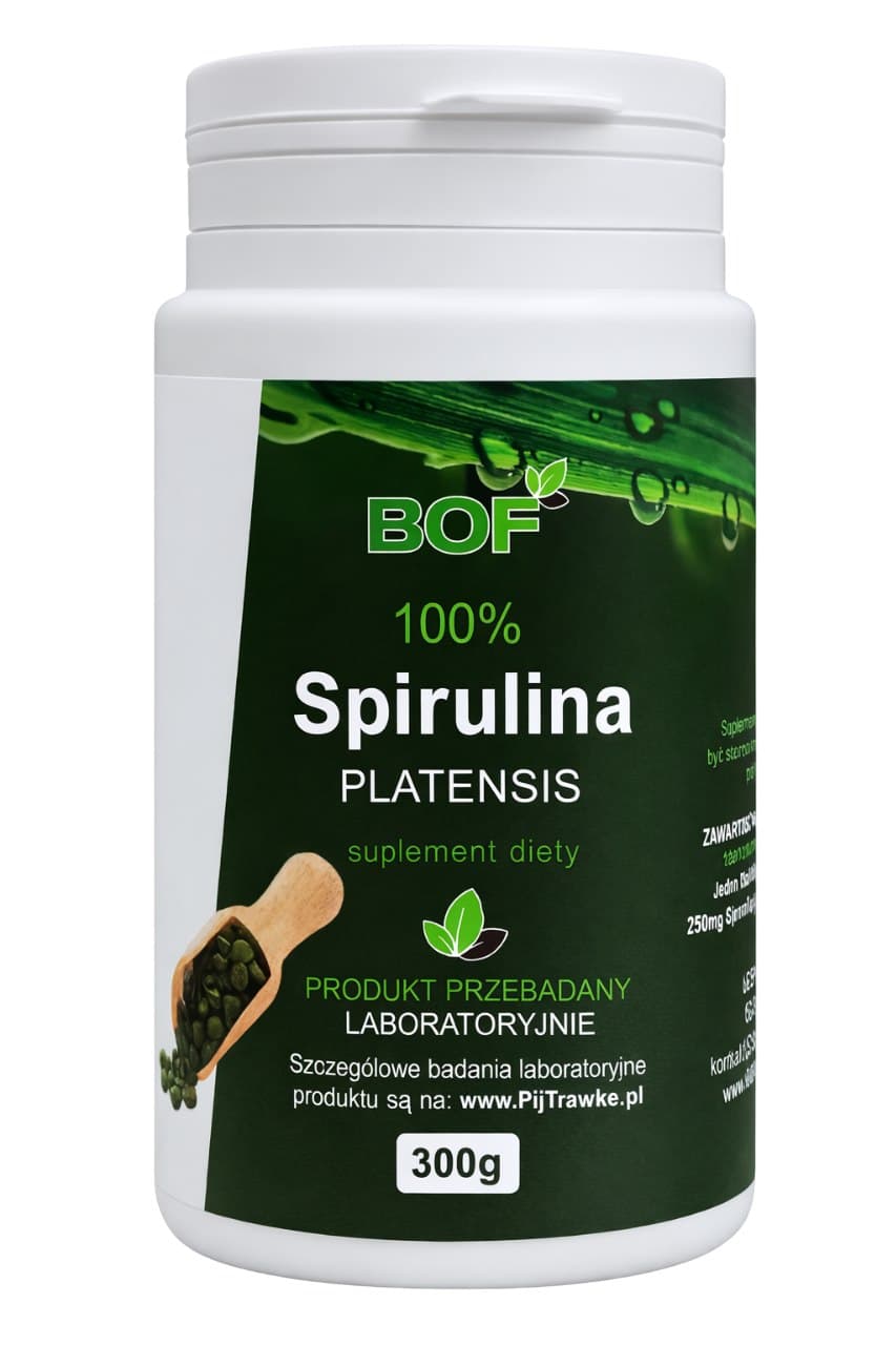 Bio Organic Foods - 100% Spirulina Platensis Tabs 300g – Bio Organic Foods förpackning