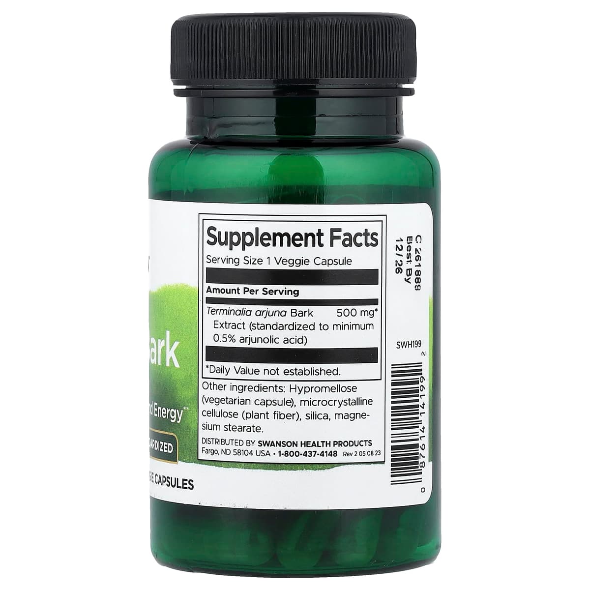 Swanson - Arjuna Bark - 500mg, 60 Vcaps